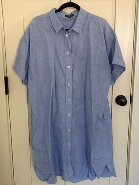 J. Crew Light Blue Short-Sleeve Button-Down Shirt Dress